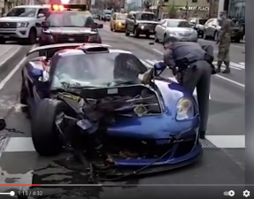 A New York State trooper pulling the driver over. Source: YouTube