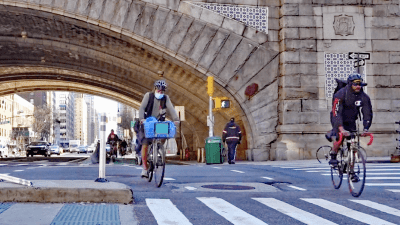 Riders on First Avenue. Video: Clarence Eckerson