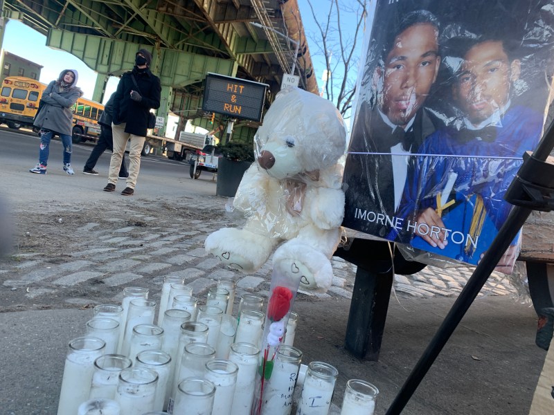 Candles mark the site of the death of Imorne Horton. Photo: Gersh Kuntzman