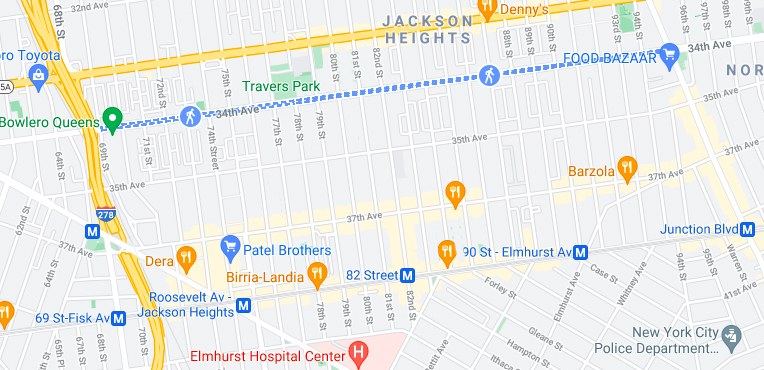 There is so little public green space in Jackson Heights — one of New York's most-diverse neighborhoods. Map: Google/Streetsblog