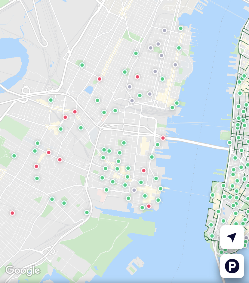 Those green dots are bikes that came from Jersey City and were docked in Citi Bike racks that weren't even officially in service yet.