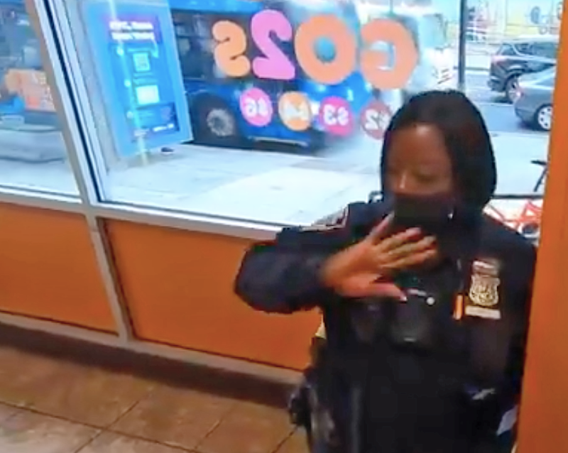 A police officer dismisses our correspondent's concern about bike lane parking.