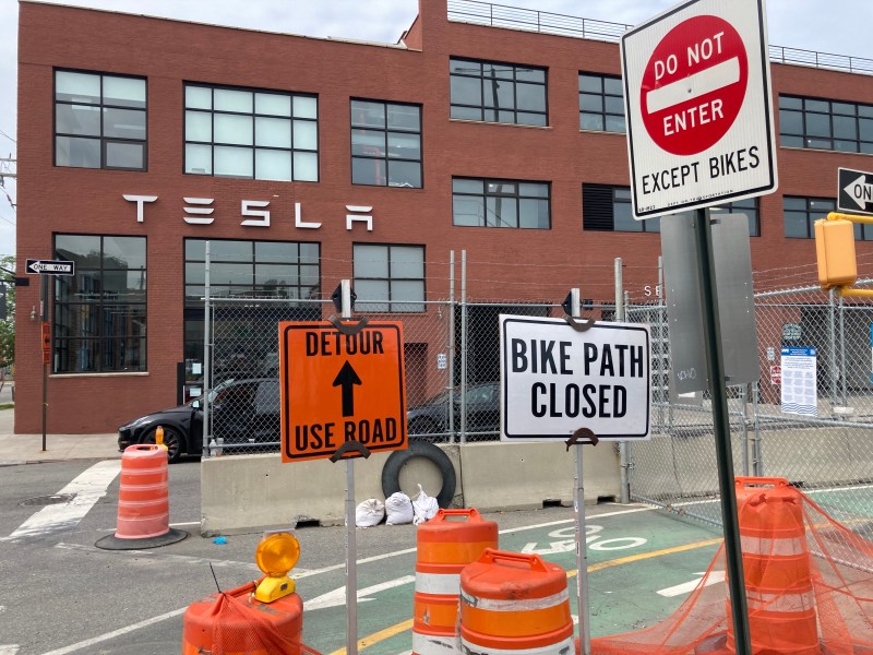 The blocked bike lane. Photo: Henry Beers Shenk