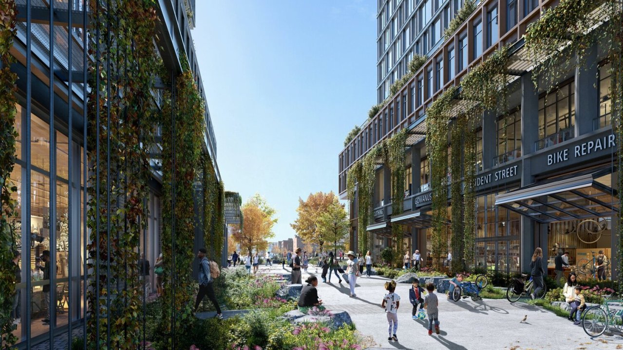 Rendering of a proposed pedestrian-only stretch of President Street. Image: Courtesy of SCAPE