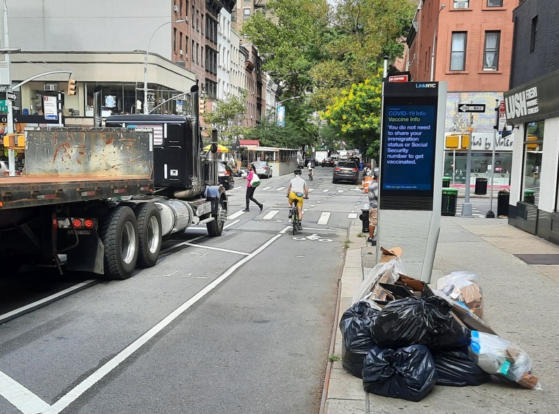 The bike lane on 61st Street, looking west toward Lexington Avenue. Photo: Liam Jeffries