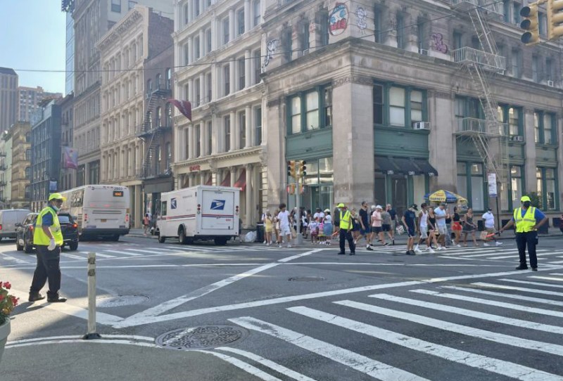 We're going to need more than just crossing guards to keep our city safe from car drivers. Photo: Soho Broadway Initiative