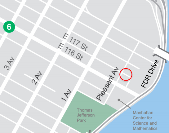 The tiny block on which DOT will expand the sidewalk, six years later. Source: NYC DOT