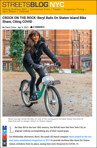 How Streetsblog reported on the Beryl pullout earlier this year.