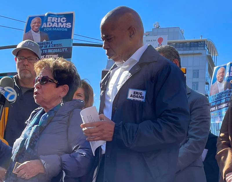Eric Adams (with Sammy Eckstein's grandmother Joan Dean) got the StreetsPAC endorsement on Tuesday