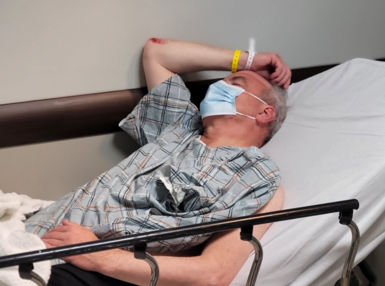 Curtis Sliwa at Lenox Hill Hospital after his injury.