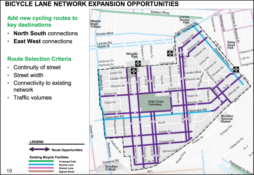 The blocks where the DOT wants to put down paint in Flatbush. Graphic: DOT