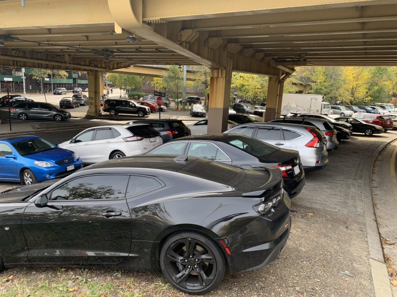 Illegally parked cars are the scourge of Downtown Brooklyn — even one day after an NYPD towing crackdown. Photo: Gersh Kuntzman