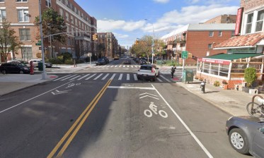 The crash scene. Cops say the truck driver was turning right at this intersection. Photo: Google