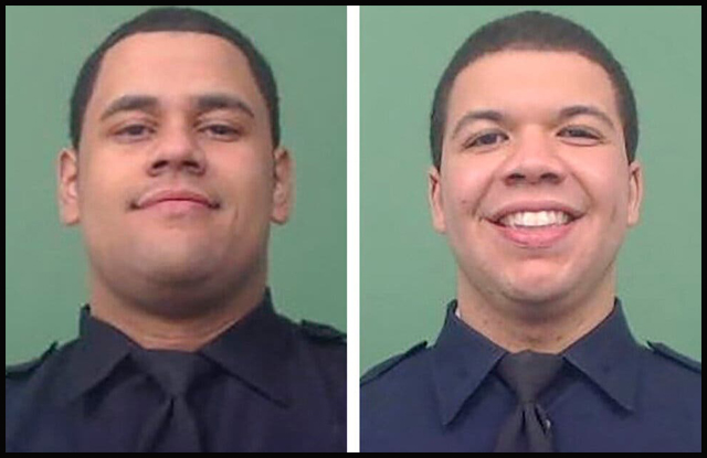 Officers Wilbert Mora (left) and Jason Rivera. Photos: NYPD