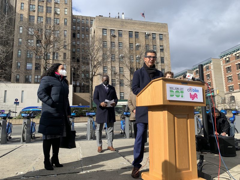 He's the boss: DOT Commissioner Ydanis Rodriguez in his first press conference since taking the city's second most important job. Photo: Gersh Kuntzman