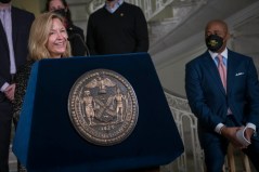New Parks Commissioner Susan Donoghue with her new boss. Photo: Ed Reed/Mayoral Photography Office