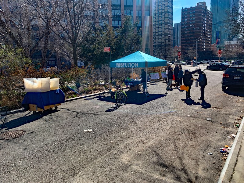 This block would be converted to a pedestrian plaza and sitting area. Photo: Gersh Kuntzman