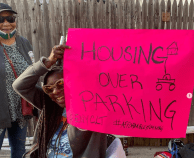 ENYCLT members demonstrate for housing over parking. Photo: ENYCLT