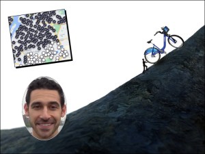 Scott Ambinder (inset) has docked at all 1,674 Citi Bike stations (though that number just changed, which explains why his ride history now has lots of white dots.