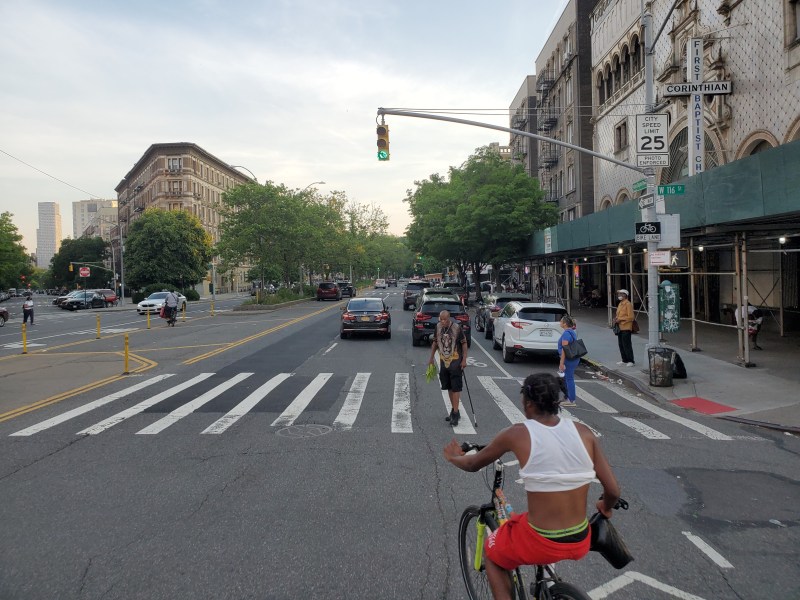 Adam Clayton Powell Jr. Boulevard, looking south from 116th Street. Photo: TransAlt