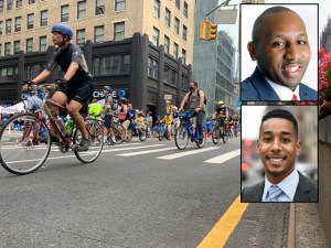The city's Summer Streets program is beloved. So why is it only in Manhattan, ask Queens Beep Donovan Richards (top) and his Brooklyn counter part Antonio Reynoso? File photo: Gersh Kuntzman